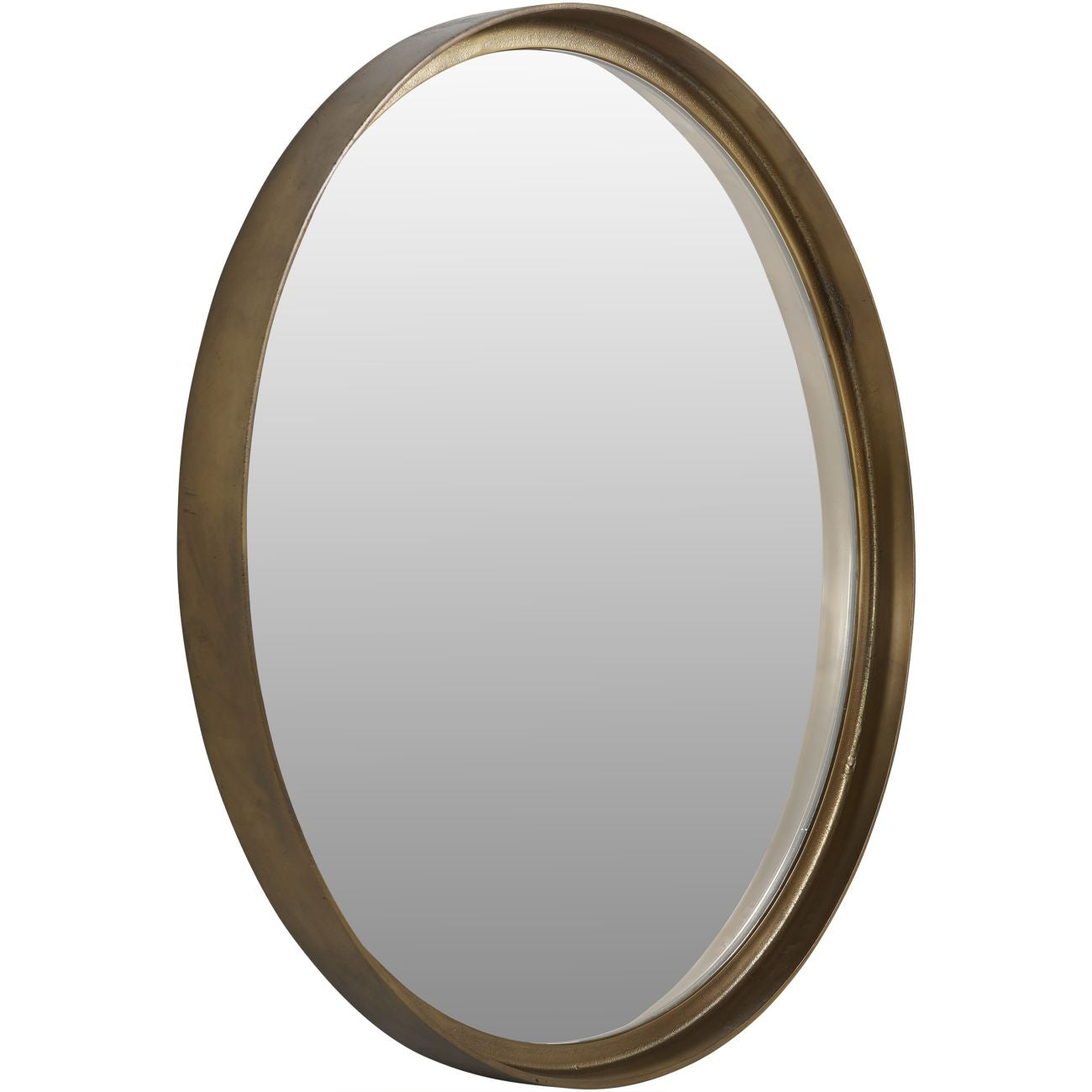 Oslo Textured Brass Round Mirror 80cm